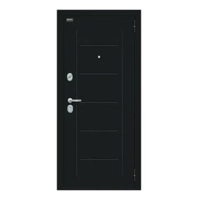 Дверь Bravo R-2 Флеш (119/Б15) Bianco Veralinga R/Букле черное 205*86 ЛЕВАЯ