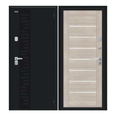 Дверь Bravo Thermo-2 Техно Декор-2 Cappuccino Veralinga WP/Букле черное 205*86 Правая