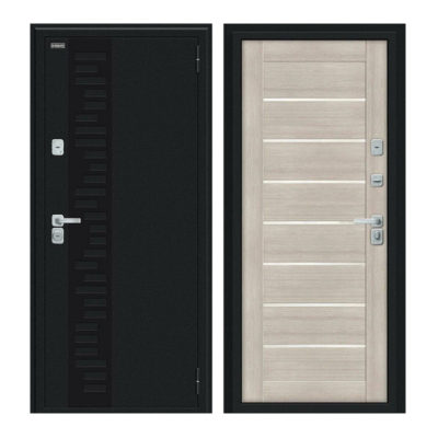 Дверь Bravo Thermo-2 Техно Декор-2 Cappuccino Veralinga WP/Букле черное 205*96 Правая