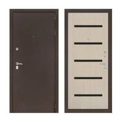 Дверь ЛЕВАЯ НЕО-3 Антик медь/Царговая беленый дуб(черн.стекло) 860*2050