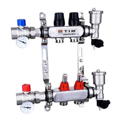 Коллекторная группа с расходомером нерж. корпус 1" - 2 хода (квадрат) Комплект