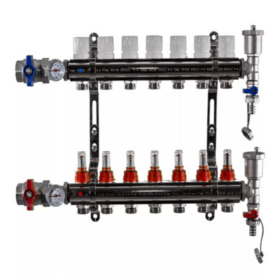 Коллекторная группа с расходомером латунь 1" - 6 входов