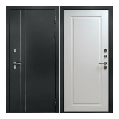 Дверь ПРАВАЯ Термо Палермо Букле темный ДН16/МДФ Белый матовый 860*2050