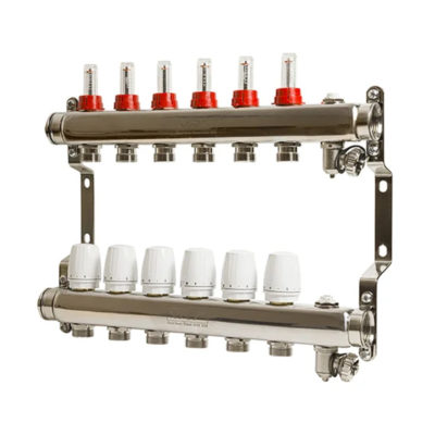 Коллекторная группа WESTER W902.6 нержавейка 1"*3/4" ЕК-6 выходов с расходометрами