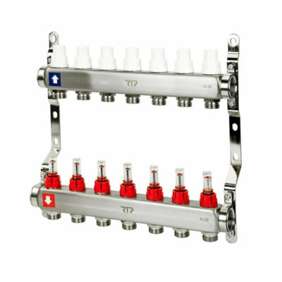 Коллекторная группа WESTER W902.7 нержавейка 1"*3/4" ЕК-7 выходов с расходометрами