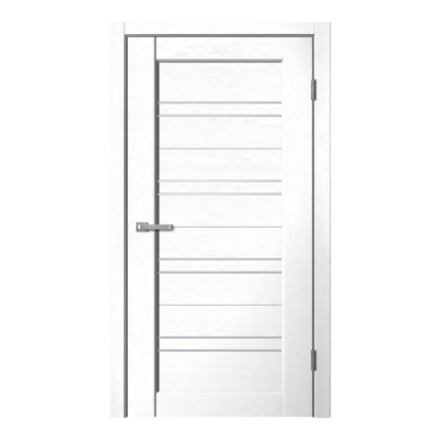 Дверь 80*200 ЭКО Deliss 306 черное стекло лакобель белоснежная шагрень