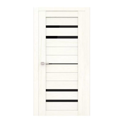 Дверь 60*200 ЭКО Deluxe 304 черное стекло лакобель перламутр светлый