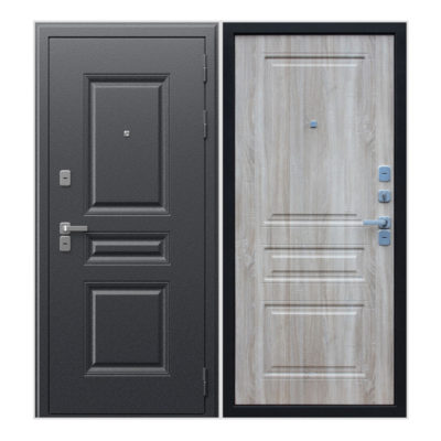 Дверь ЛЕВАЯ 860 ДИКСОН с терморазрывом Букле графит/Дуб сонома светлый (металл 1