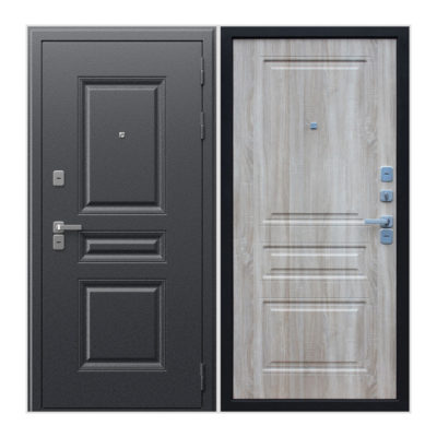 Дверь ПРАВАЯ 860 ДИКСОН с терморазрывом Букле графит/Дуб сонома светлый (металл 1