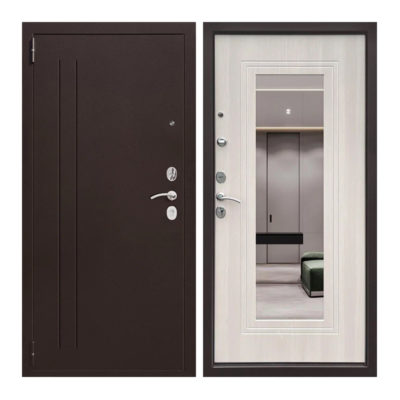 Дверь ПРАВАЯ 860 ВЕРТИКАЛЬ с зеркалом Капучино