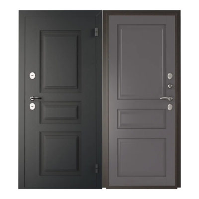 Дверь ЛЕВАЯ 860 АРКТИКА с окном с терморазрывом Букле графит/Белый матовый (металл 1