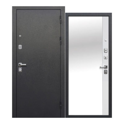 Дверь мет. 9 см Серебро Зеркало Эмалит белый (960мм) левая