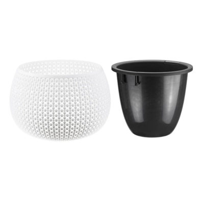 Горшок для цветов 4 л со вставкой белый Пирула