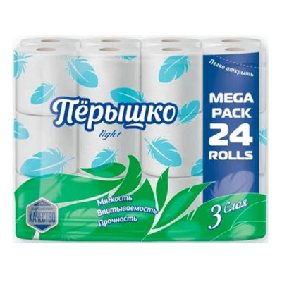 Туалетная бумага ЛАЙТ ПЕРЫШКО 3 слоя 24 шт.