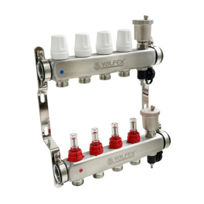 Коллекторная группа НЕРЖ со встр.расх. в сборе 1"*9вых Евроконус 3/4 VALFEX