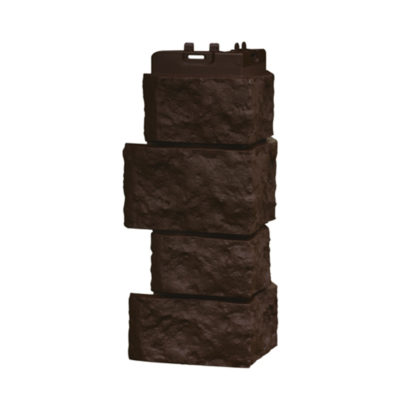 Угол фасадной панели Дикий камень Шоколад