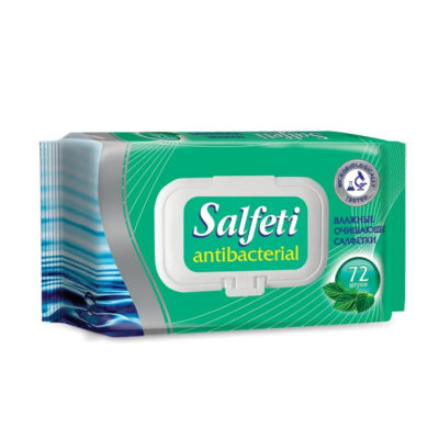 Салфетки влажные антибактериальные 72 шт. с клапаном