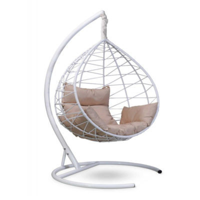 Подвесное кресло Alicante белое зеленая подушка