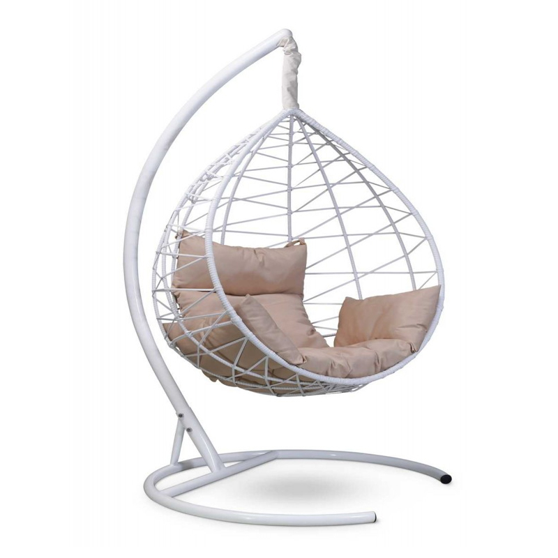 Подвесное кресло Alicante белое зеленая подушка - ДисконтСтрой.рф Подвесное кресло Alicante белое зеленая подушка