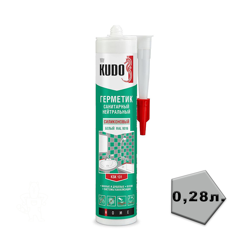 Герметик нейтр. силик. санит. Kudo KSK-130, 280 мл, прозрачный