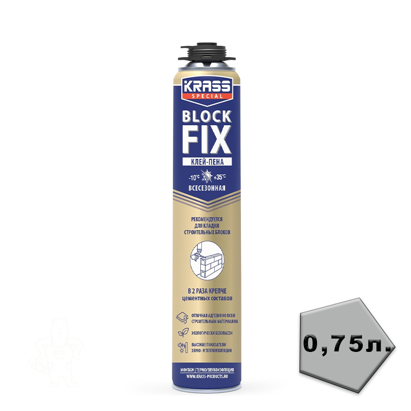 Клей-пена Krass Special BlockFix д/строит.блоков 0,75л