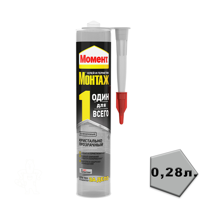 Клей-герметик Момент Монтаж Один для всего, 280 мл, прозрачный
