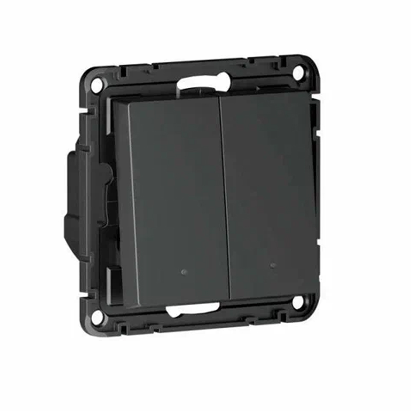 Механизм выключателя 2-кл. ATLASDESIGN с подсветкой 10А Карбон