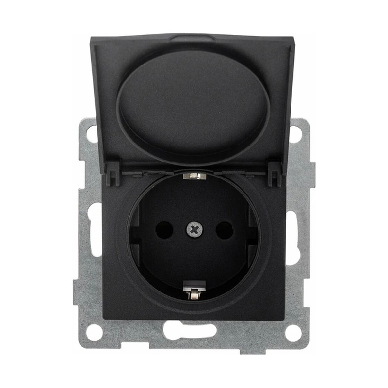 Механизм розетки 1СП с/з 10 A графит Ugra GUSI