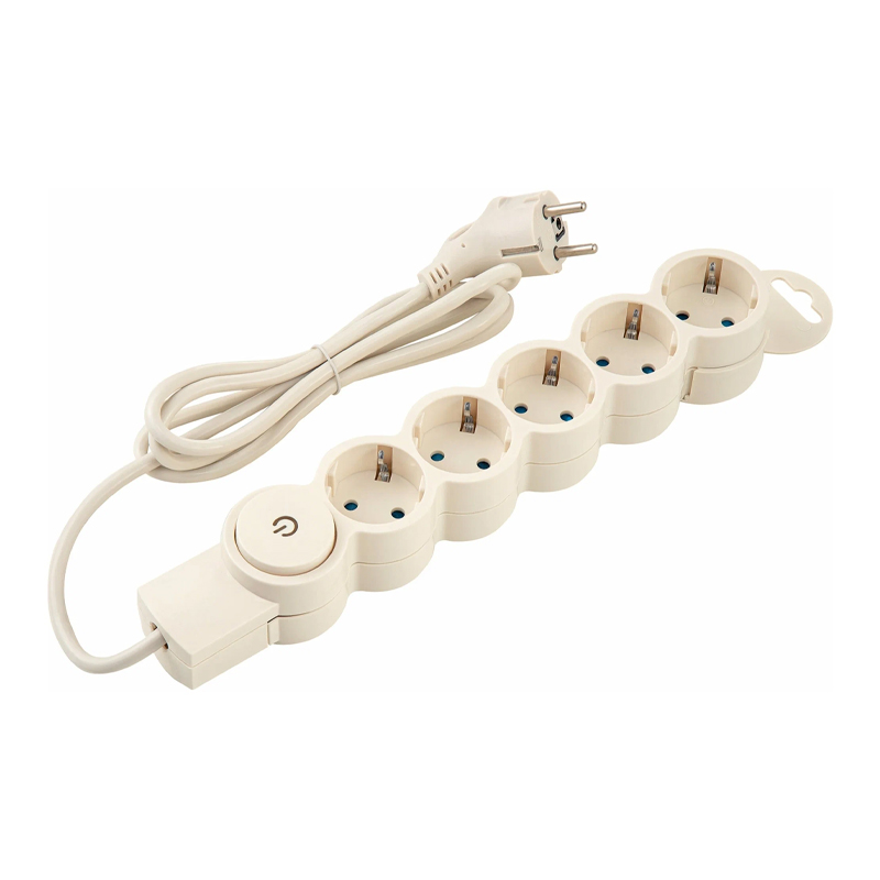 Фильтр сетевой с/з 5*1,5м слон.кость с з/ш., с выкл., с индик. 2200Вт