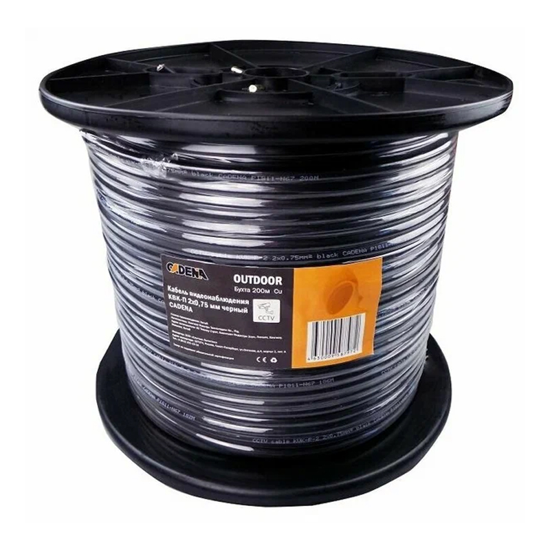 Кабель д/видеонаблюдения КВК-П-2 2*0,75 д/наруж.прокл. черный