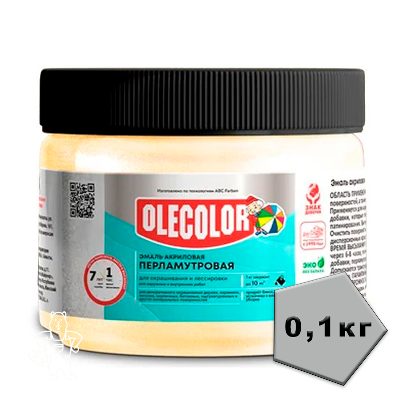 Эмаль акриловая перламутровая золотой жемчуг 0,1кг OLECOLOR