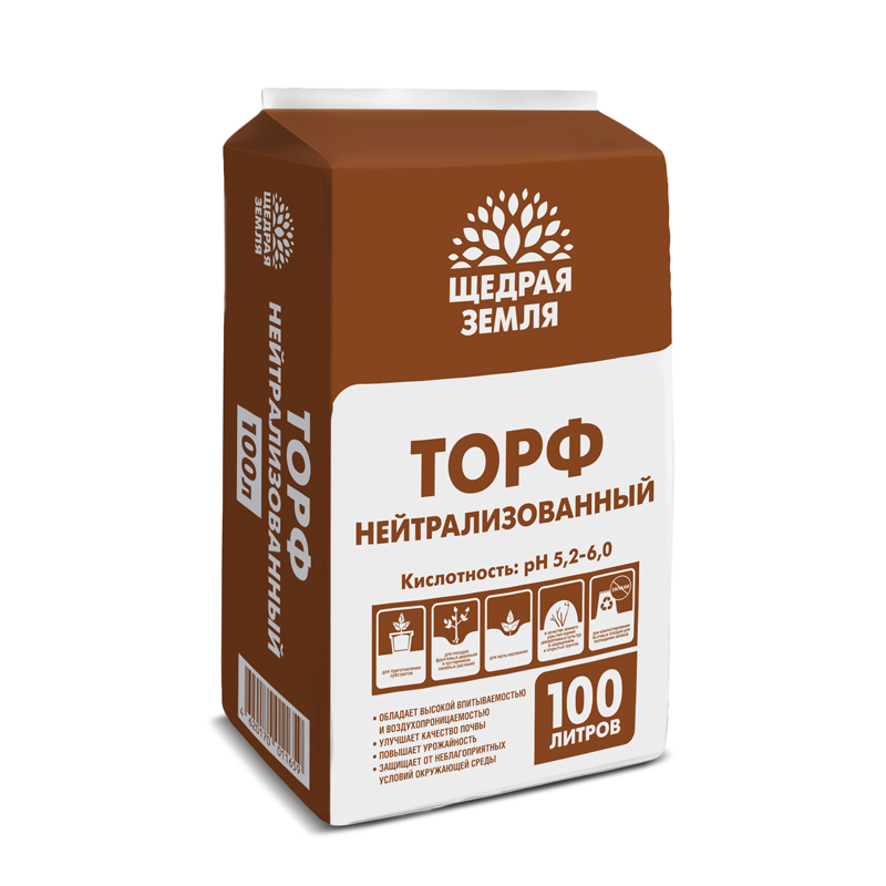 ТОРФ НЕЙТРАЛИЗОВАННЫЙ ПРЕССОВАННЫЙ 100Л ЩЕДРАЯ ЗЕМЛЯ