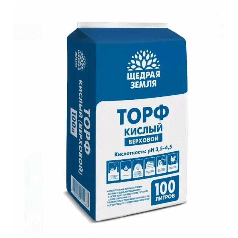 ТОРФ ВЕРХОВОЙ КИСЛЫЙ ПРЕССОВАННЫЙ 100Л ЩЕДРАЯ ЗЕМЛЯ