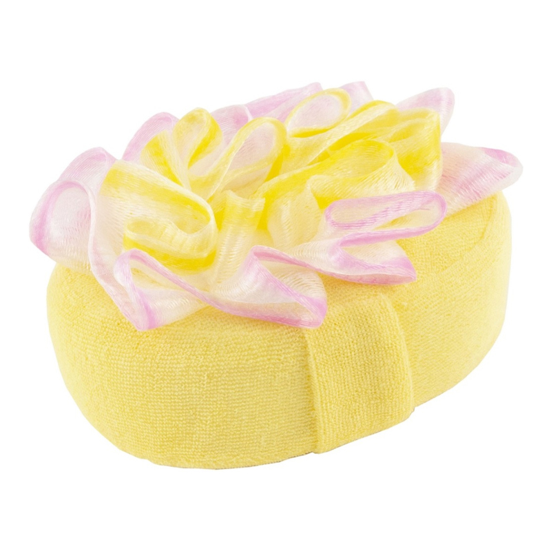 Мочалка-спонж объемная с бантом, с фикс. на руку, 10х15см, БЛ