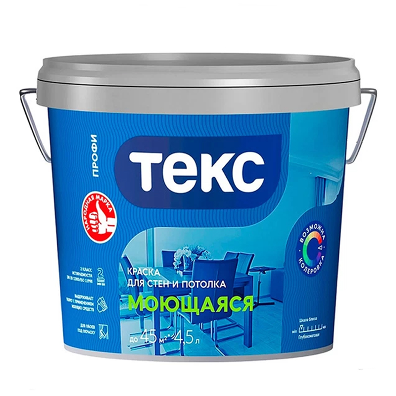 s00024862 Краска в/д УНИВЕРСАЛ моющаяся База А 4,5 л ТЕКС — изображение 1