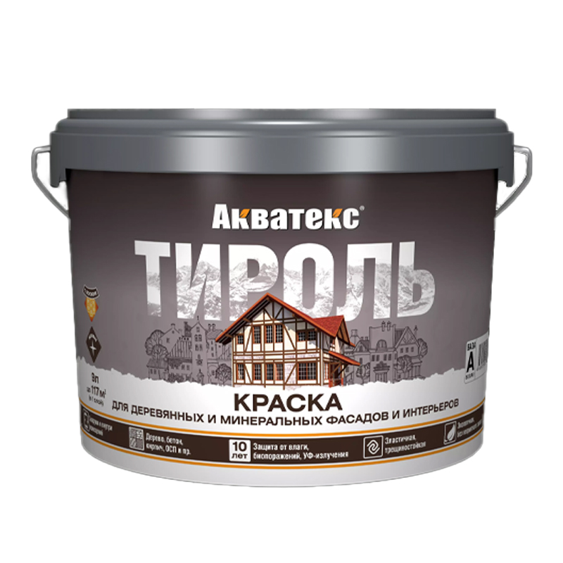 s00278943 Краска фасадная АКВАТЕКС ТИРОЛЬ База А 9 л — изображение 1