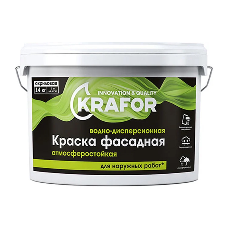 s00030513 КРАСКА В/Д ФАСАДНАЯ 3 КГ (1) "KRAFOR" (САЛАТ.) — изображение 1