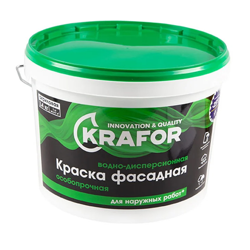 s00030515 КРАСКА В/Д ФАСАДНАЯ 14 КГ (1) "KRAFOR" (САЛАТ.) — изображение 1