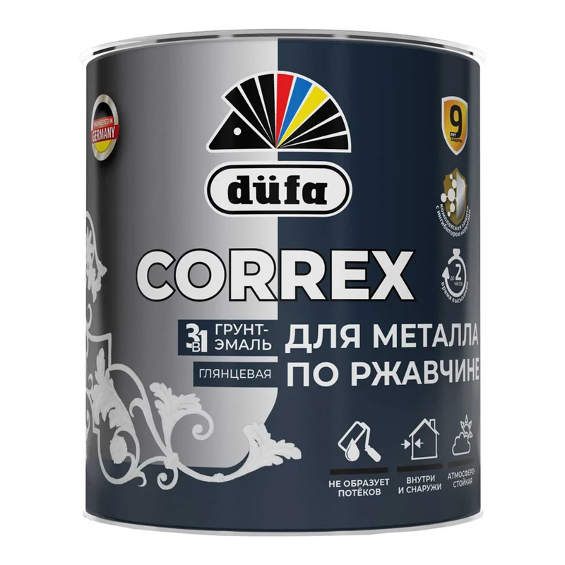 s00147670 Грунт-эмаль по ржавчине 3в1 МАТОВАЯ Dufa Correx RAL-7024 графитовый серый 0,75 л — изображение 1