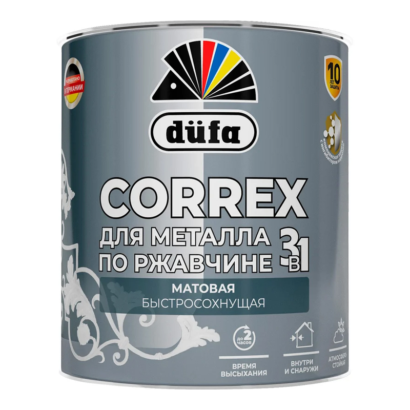s00147720 Грунт-эмаль по ржавчине 3в1 МАТОВАЯ Dufa Correx RAL-9005 черный 0,75 л — изображение 1