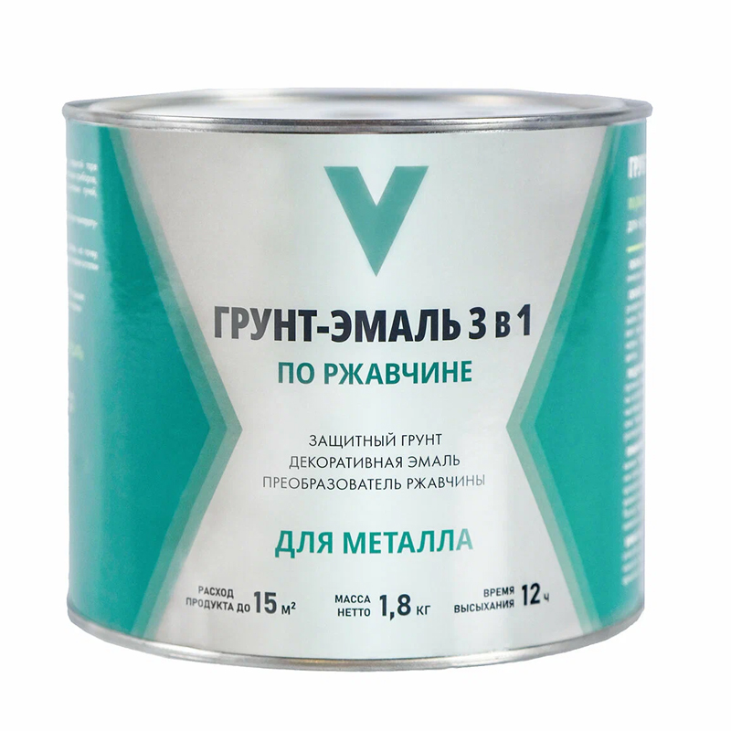 s00262350 ГРУНТ-ЭМАЛЬ ПО РЖАВЧИНЕ "V" 3В1 ЗЕЛЕНАЯ 10 КГ — изображение 1