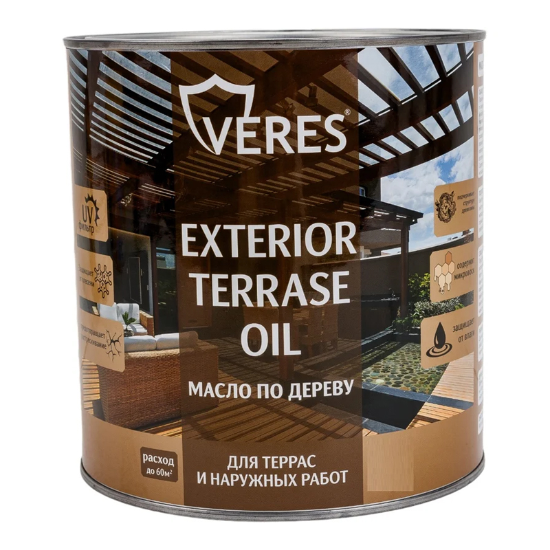 s00280551 МАСЛО ПО ДЕРЕВУ "EXTERIOR TERRASE OIL" ДУБ 2,5 Л "VERES" — изображение 1