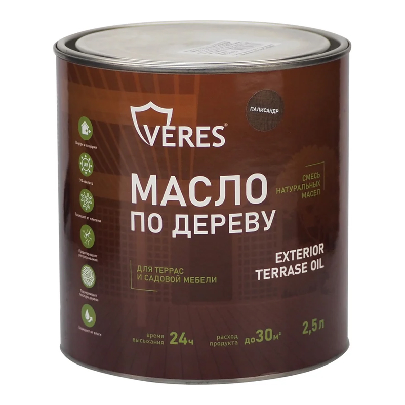 s00280553 МАСЛО ПО ДЕРЕВУ "EXTERIOR TERRASE OIL" ПАЛИСАНДР 2,5 Л "VERES" — изображение 1