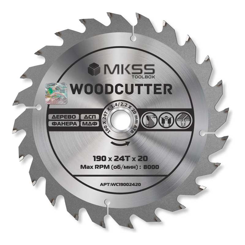 s00495156 WC1900 Диск пильный по дереву 190*24Т*20мм Woodcutter MKSS — изображение 1